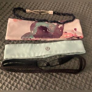 Lululemon Set of 4 Hairbands - Floral, Mint, Black and navy and white